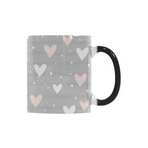 Heart pattern gray background Morphing Mug Heat Changing Mug