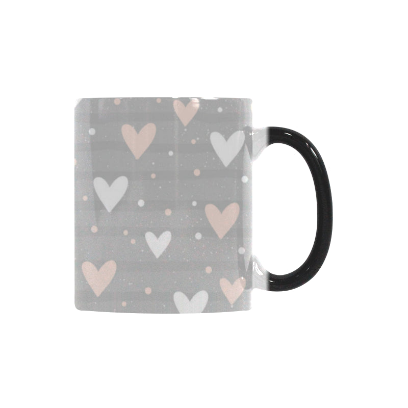 Heart pattern gray background Morphing Mug Heat Changing Mug