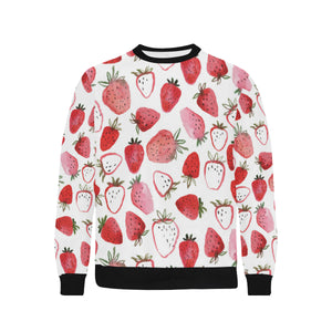 watercolor hand drawn beautiful strawberry pattern Men's Crew Neck Sweatshirt