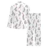 Watercolor cute rabbit pattern Men's Long Pajama Set