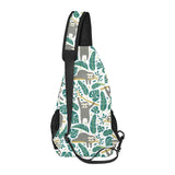 Cute sloths tropical palm leaves white background All Over Print Chest Bag