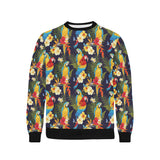 Colorful parrot flower pattern Men's Crew Neck Sweatshirt
