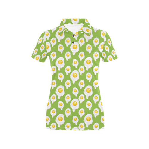 Fried Eggs Pattern Print Design 01 Women's All Over Print Polo Shirt