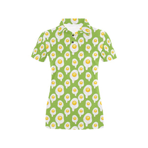 Fried Eggs Pattern Print Design 01 Women's All Over Print Polo Shirt