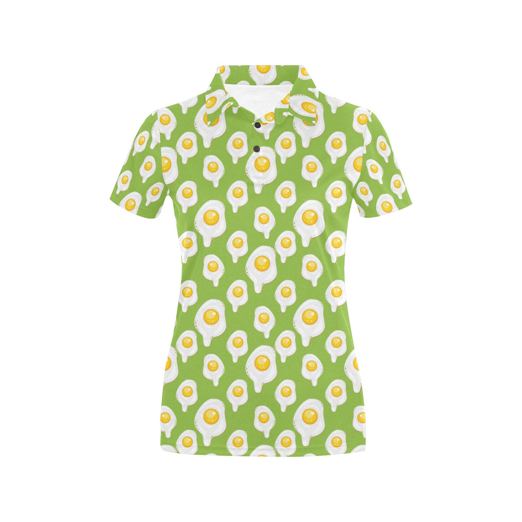 Fried Eggs Pattern Print Design 01 Women's All Over Print Polo Shirt