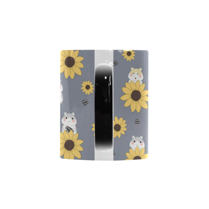 Cute hamster sunflower pattern background Morphing Mug Heat Changing Mug