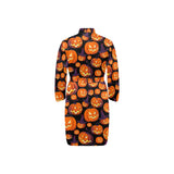 Halloween Pumpkin pattern Men's Long Sleeve Belted Night Robe