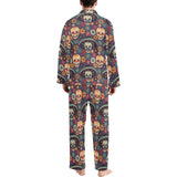 Sugar skulls flower maxican pattern Men's Long Pajama Set