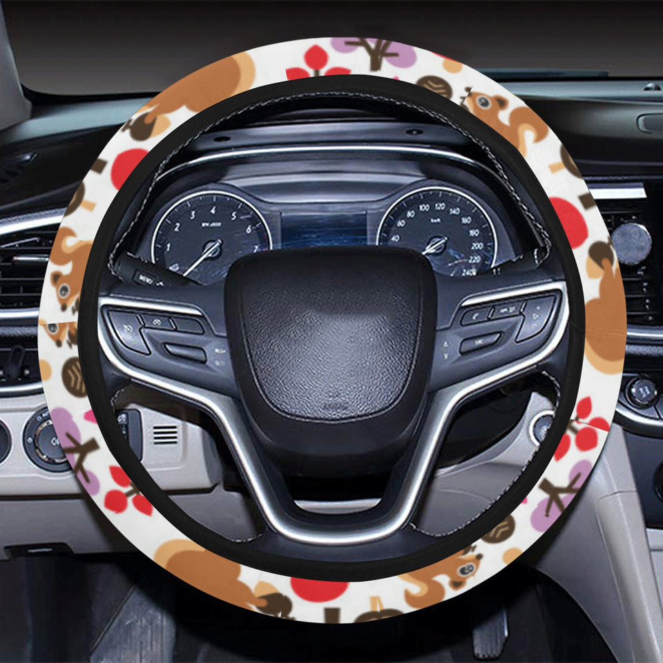 Squirrel Pattern Print Design 02 Car Steering Wheel Cover
