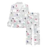 Airplane cloud grey background Women's Long Pajama Set