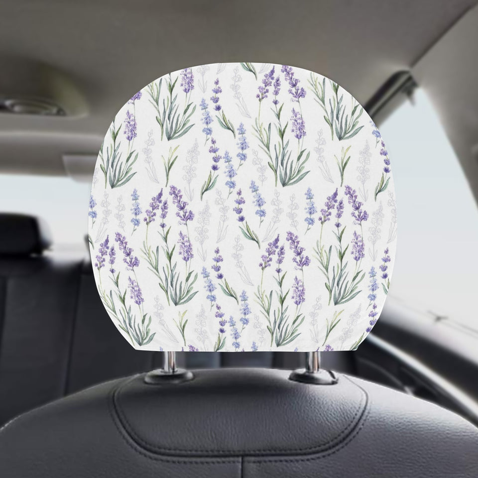 Hand painting Watercolor Lavender Car Headrest Cover