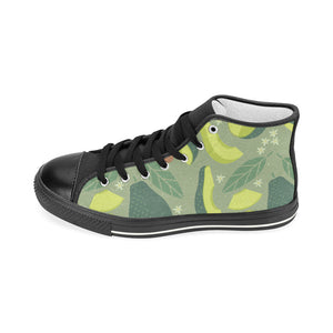 Avocado pattern Women's High Top Canvas Canvas Shoes Black