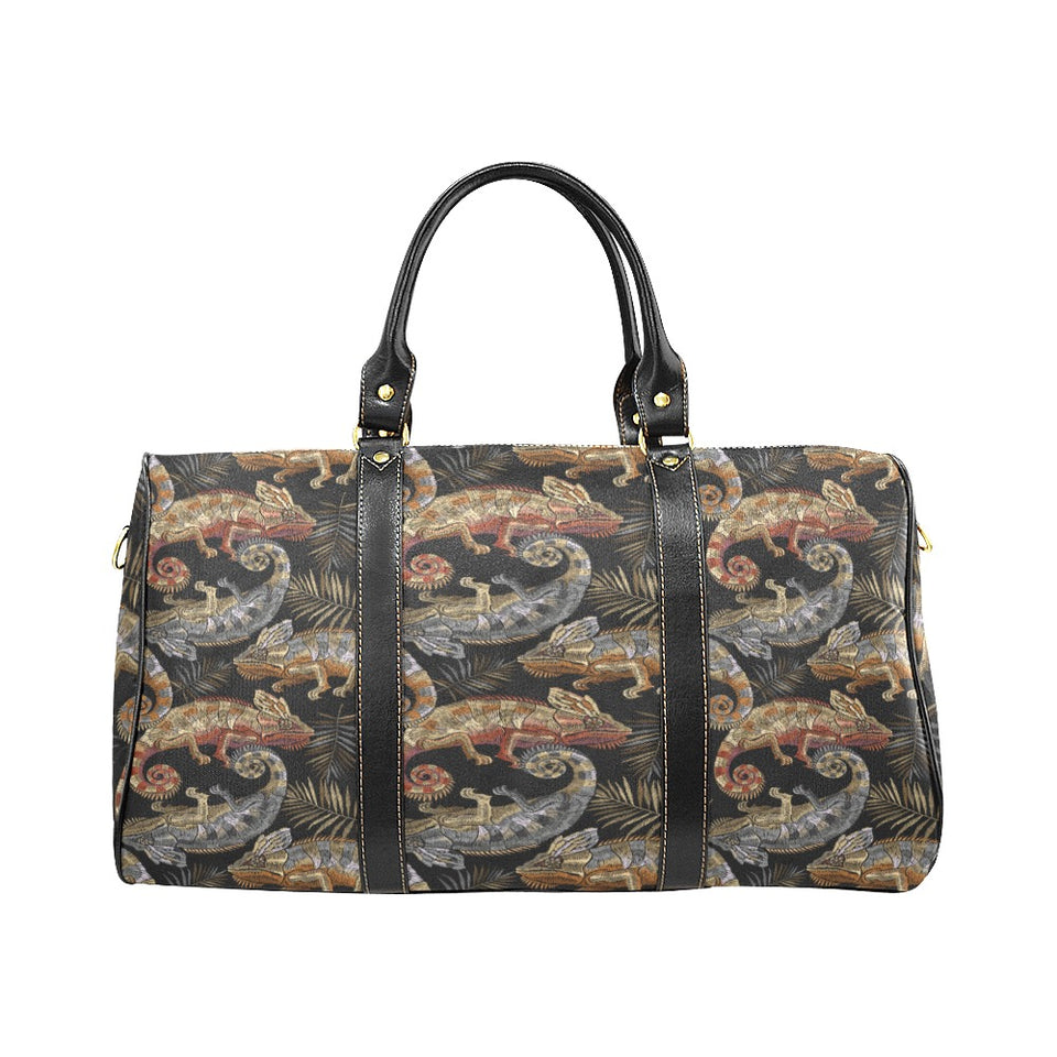 Chameleon lizard tropical leaves palm tree Travel Bag