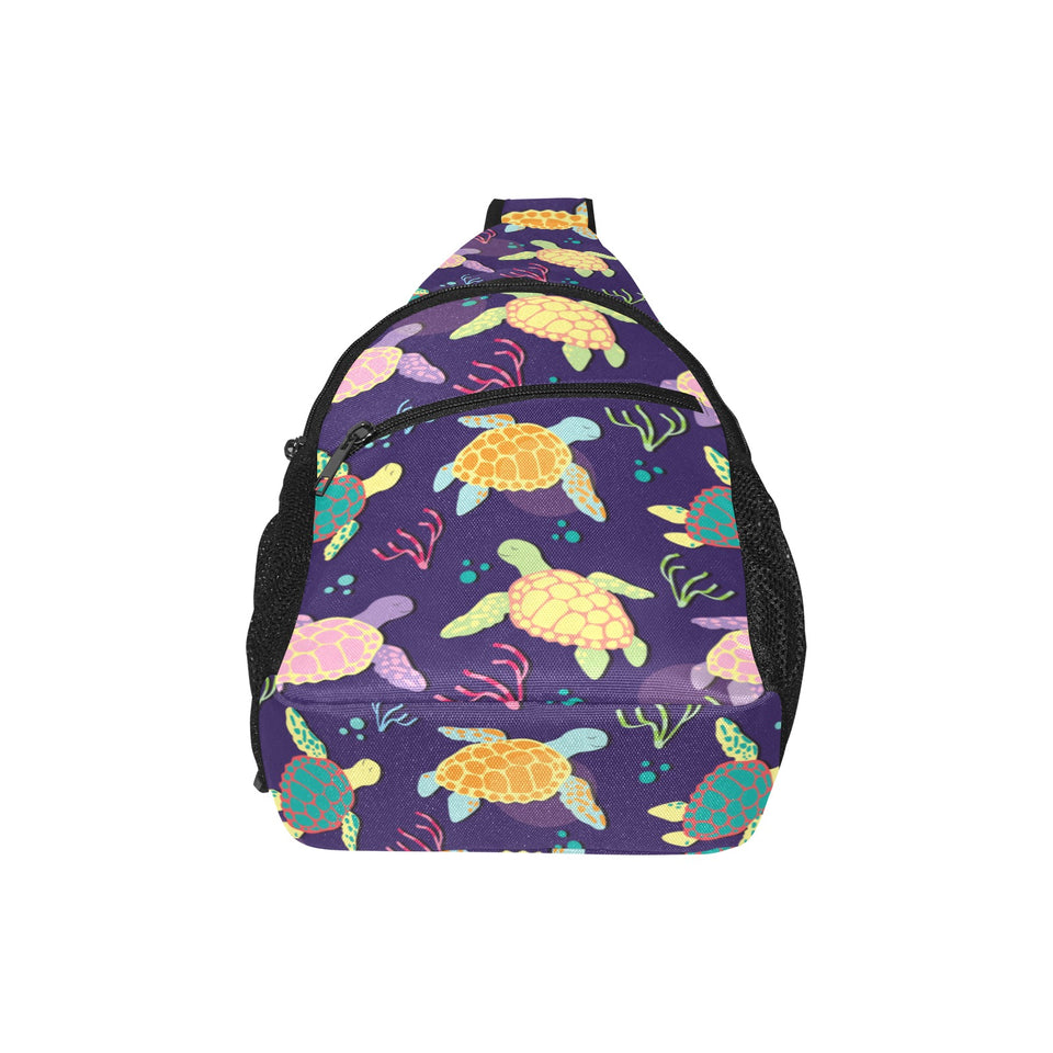 Colorful sea turtle pattern All Over Print Chest Bag