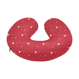 Christmas tree star snow red background U-Shaped Travel Neck Pillow