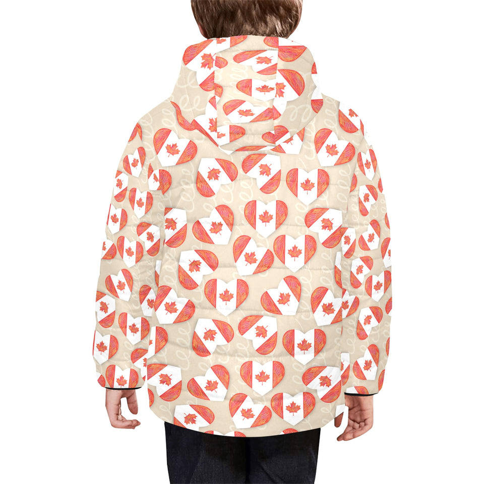 Canada Pattern Print Design 01 Kids' Boys' Girls' Padded Hooded Jacket