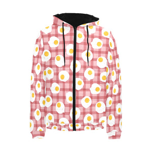Fried Eggs Pattern Print Design 03 Men's Padded Hooded Jacket