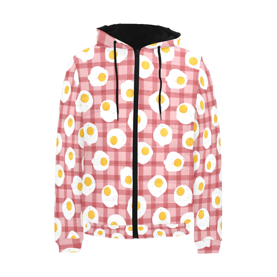 Fried Eggs Pattern Print Design 03 Men's Padded Hooded Jacket