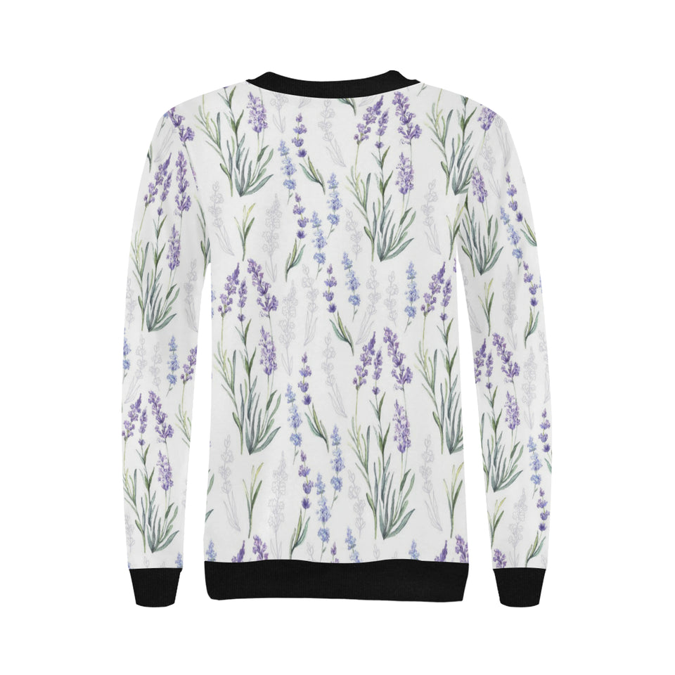 Hand painting Watercolor Lavender Women's Crew Neck Sweatshirt