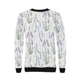 Hand painting Watercolor Lavender Women's Crew Neck Sweatshirt