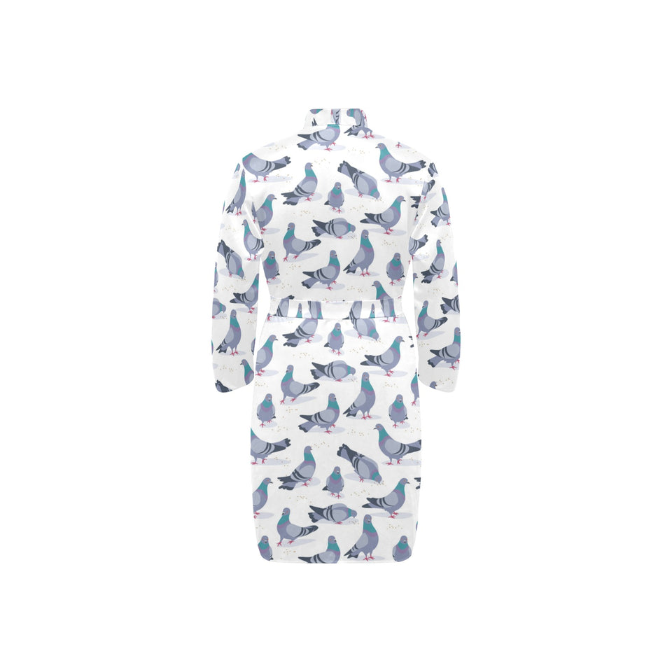 Pigeon Pattern Print Design 03 Men's Long Sleeve Belted Night Robe