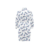Pigeon Pattern Print Design 03 Men's Long Sleeve Belted Night Robe
