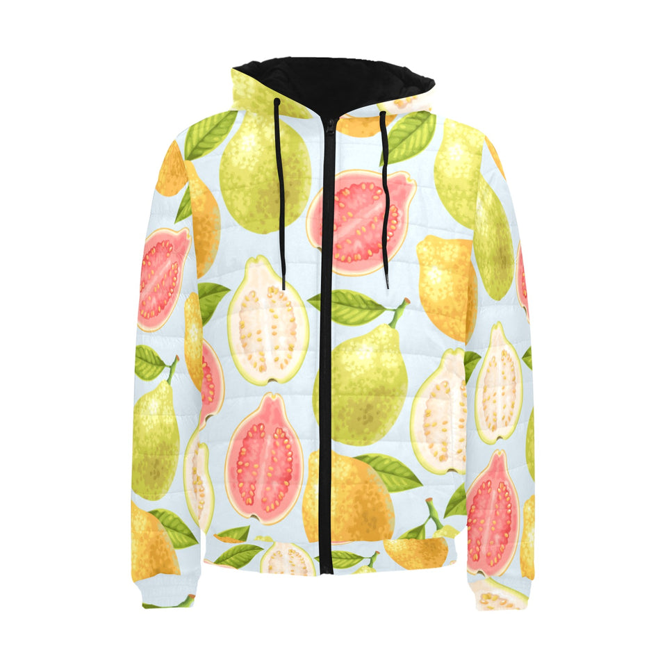 Guava design pattern Men's Padded Hooded Jacket