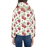 Red apples pattern Women's Padded Hooded Jacket