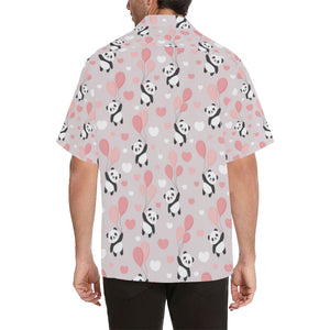 Cute panda ballon heart pattern Men's All Over Print Hawaiian Shirt