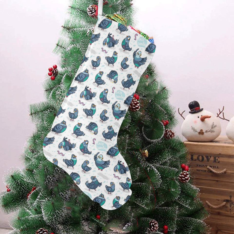 Pigeon Pattern Print Design 02 Christmas Stocking
