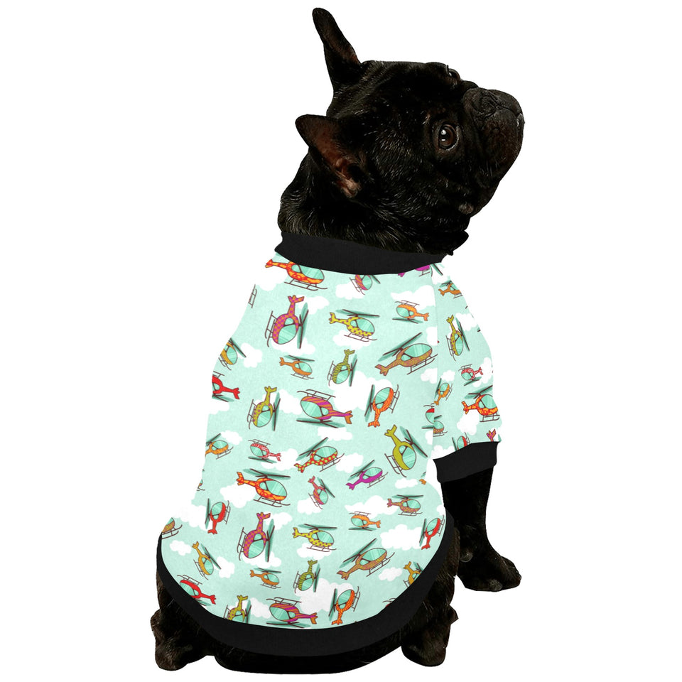 Helicopter design pattern All Over Print Pet Dog Round Neck Fuzzy Shirt