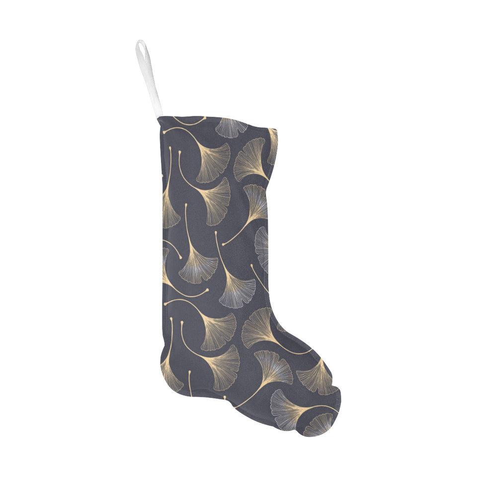 Gold ginkgo leaves Christmas Stocking