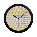 oranges leaves pattern Elegant Black Wall Clock