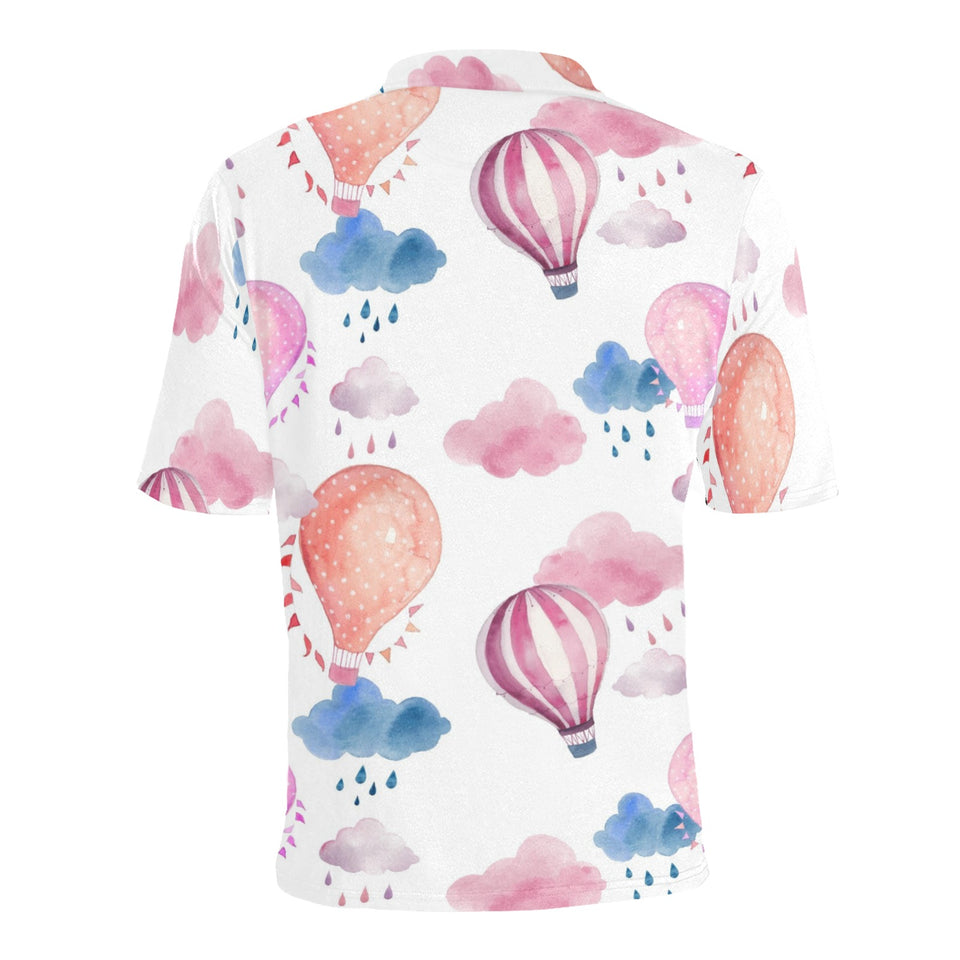 Watercolor air balloon cloud pattern Men's All Over Print Polo Shirt