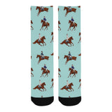 Horses running horses rider pattern Crew Socks