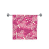 Beautiful dragonfly pink background Bath Towel