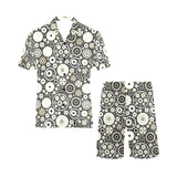 Gear Pattern Print Design 02 Men's V-Neck Short Pajama Set