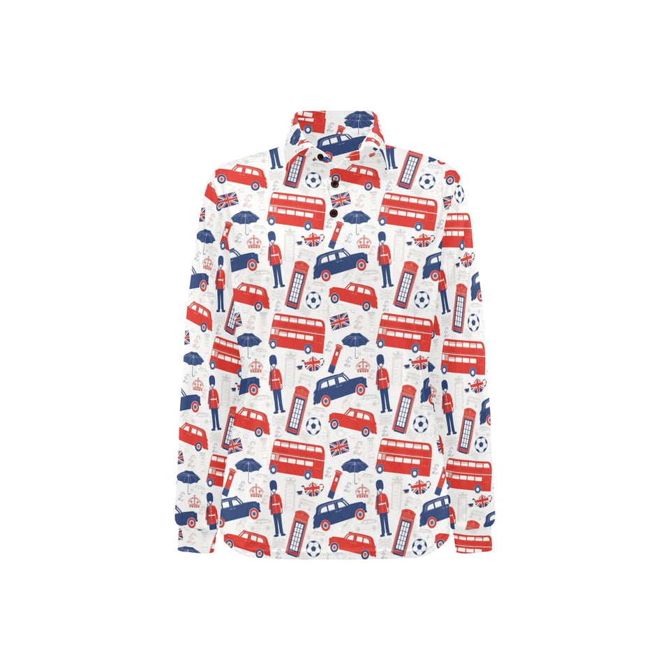 British Pattern Print Design 03 Women's Long Sleeve Polo Shirt