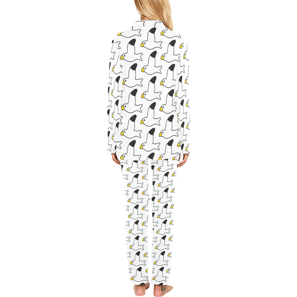 Seagull Pattern Print Design 05 Women's Long Pajama Set
