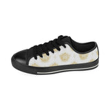 Gold Ornamental lotue waterlily symbol pattern Men's Low Top Canvas Shoes Black