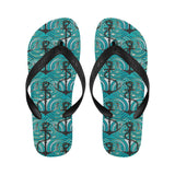 Anchor nautical green background Unisex Flip Flops
