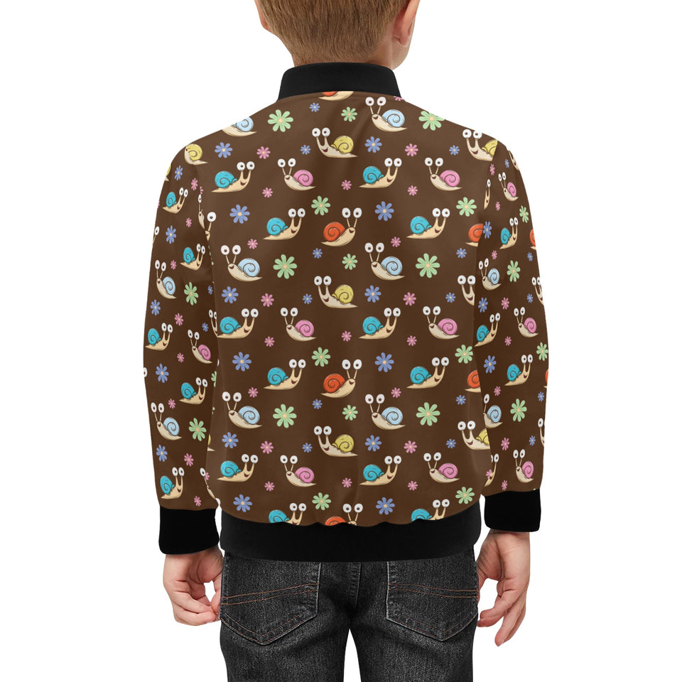 Snail Pattern Print Design 03 Kids' Boys' Girls' Bomber Jacket