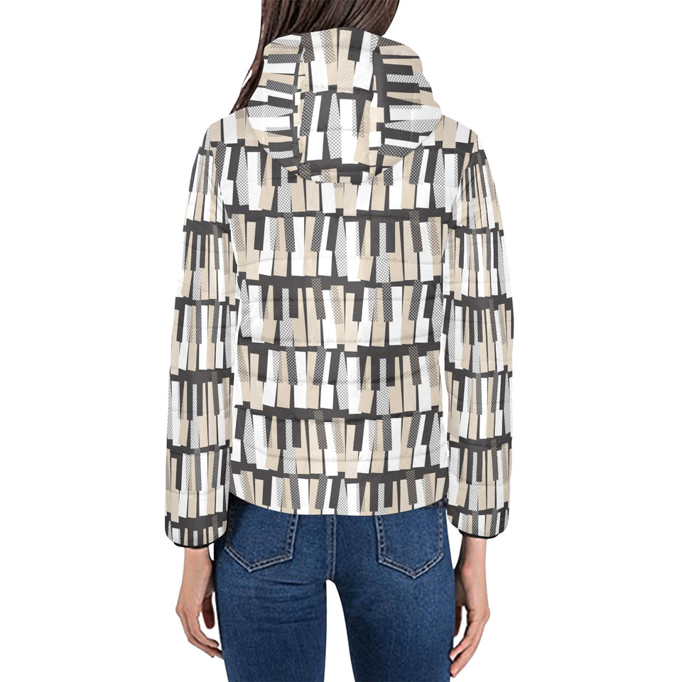 Piano Pattern Print Design 04 Women's Padded Hooded Jacket