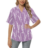 Lavender flowers purple pattern Women's All Over Print Hawaiian Shirt
