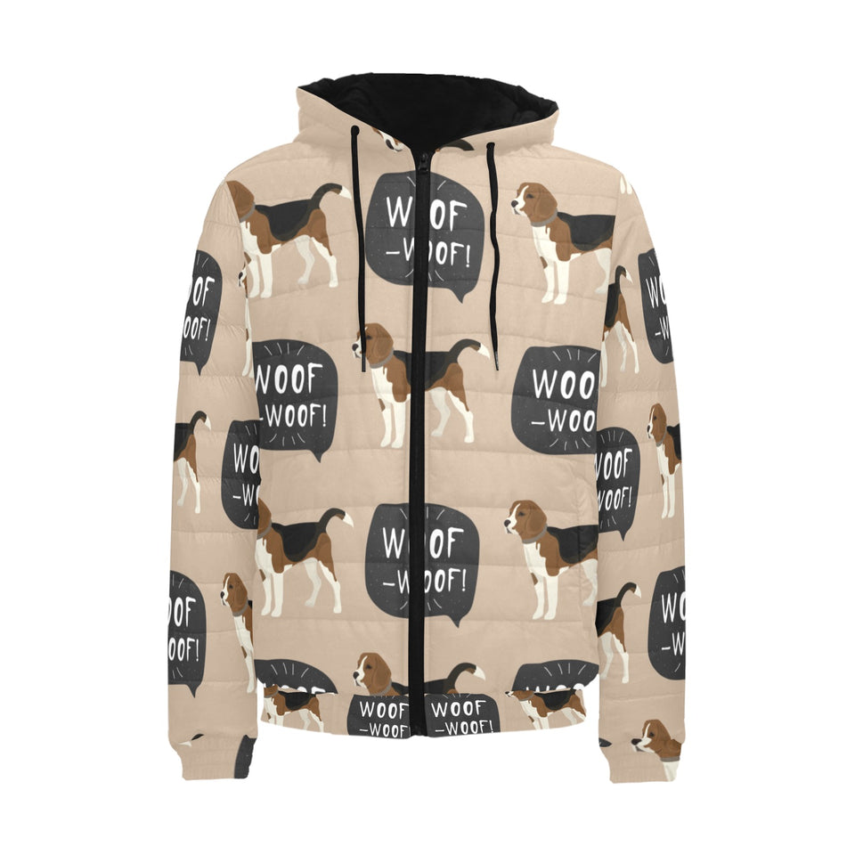 Beagle pattern Men's Padded Hooded Jacket
