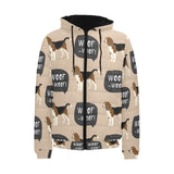 Beagle pattern Men's Padded Hooded Jacket