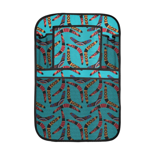 Boomerang Australian aboriginal ornament blue back Car Seat Back Organizer