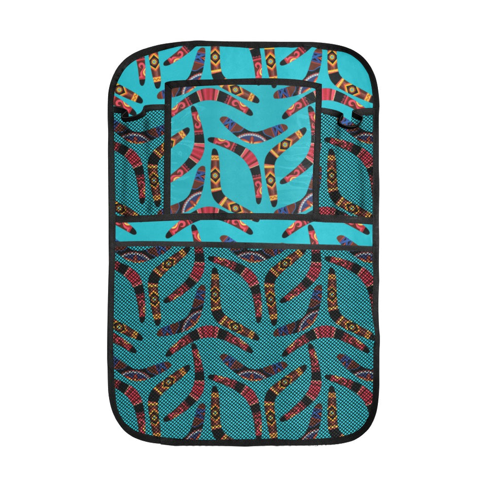 Boomerang Australian aboriginal ornament blue back Car Seat Back Organizer