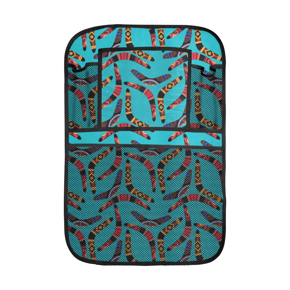 Boomerang Australian aboriginal ornament blue back Car Seat Back Organizer