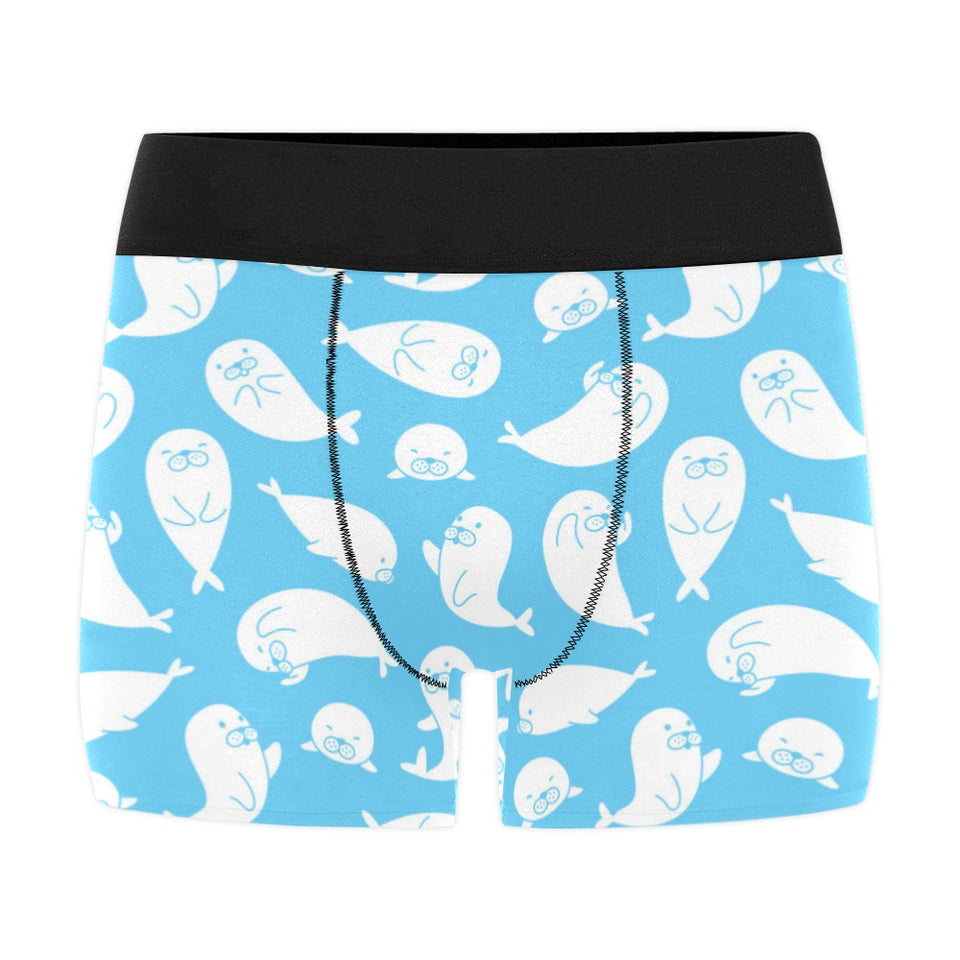 Cute white sea lion seals pattern Men's All Over Print Boxer Briefs Men's Underwear